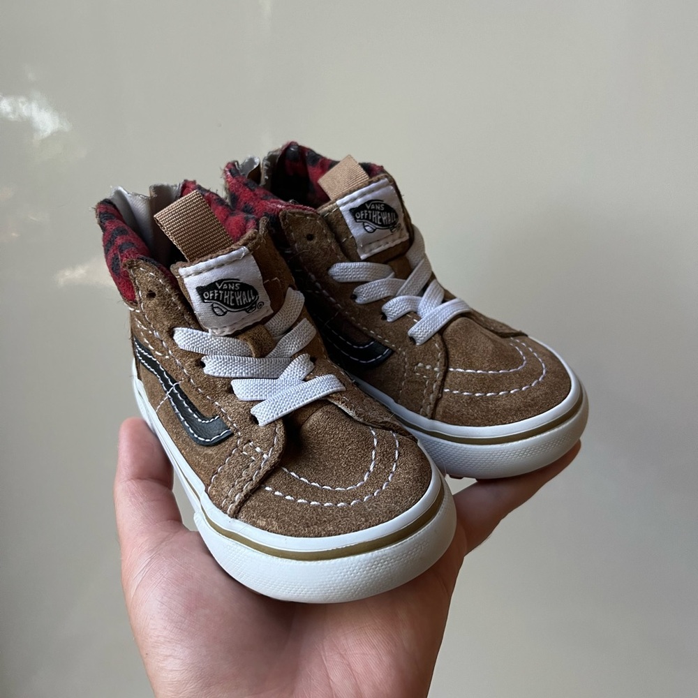 Vans Brown and Black High-Top Sneakers with Suede Upper